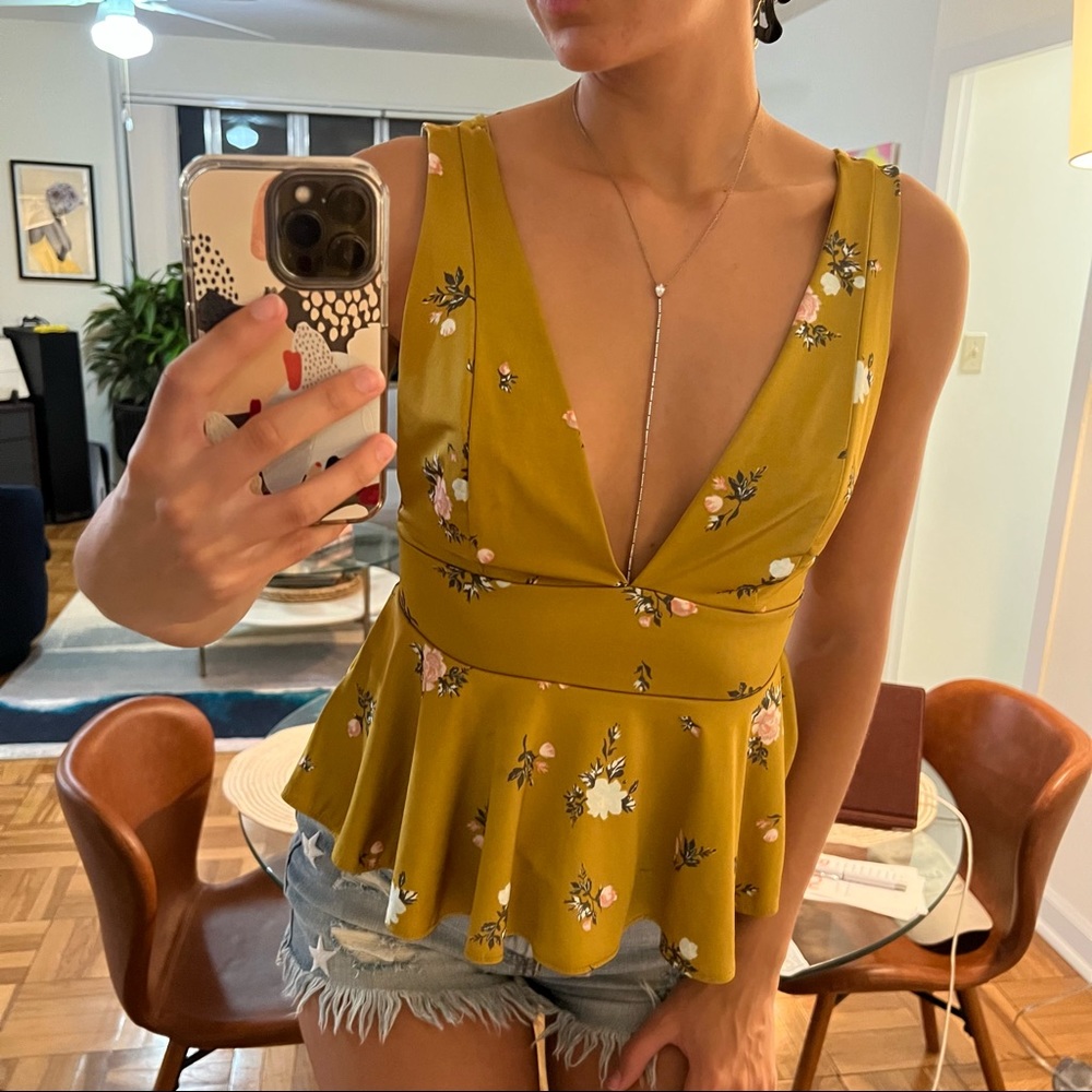 Urban outfitters silky peplum top